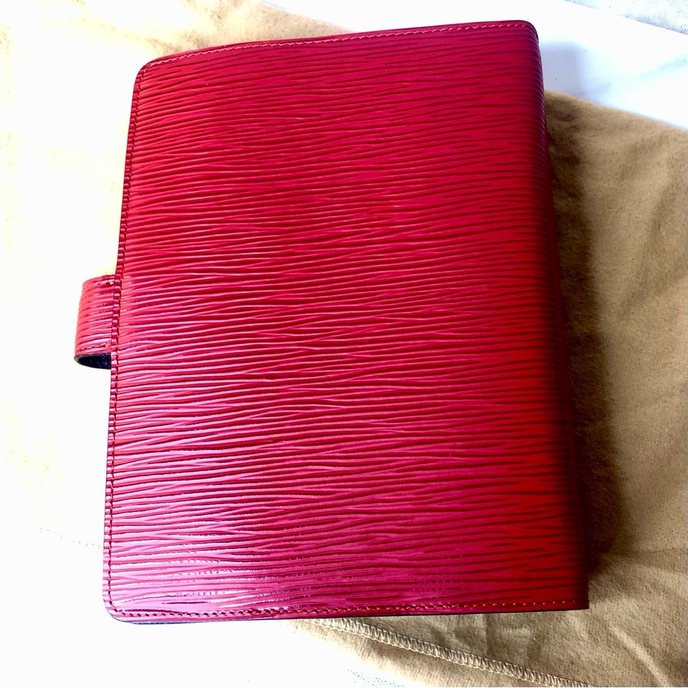 LOUIS VUITTON Red Epi Leather Notebook Agenda Passport Cover MM - Picture 12 of 16